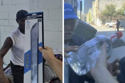 노숙자에 ‘칼+술’ 주는 인플루언서에 SNS 경악…신경 끄고 전국 순회 중