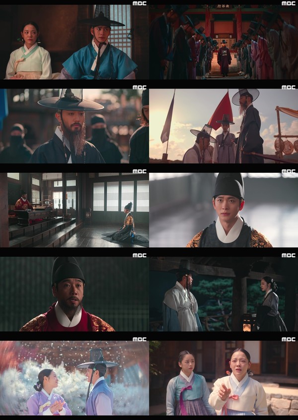 '이강에는 달이 흐른다' 이신영-홍수주, 사랑의 도피 작전 완전히 실패! 좌의정 진구에게 다시 붙잡혔다! 안타까움 고조!