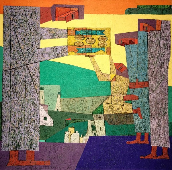 1208. 오병이어의 이적 ( A miracle of 5 loaves and 2 fishs) -91x91cm-mixed media on canvas-2022