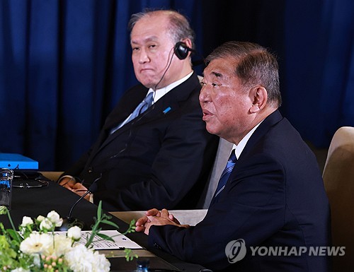 日이시바, 한미일정상회의서 "北대응 미일·한미동맹 연계 중요"