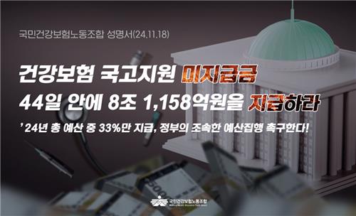 건보공단 노조 "건보 국고지원 미지급 8조1천억 연내지급" 촉구