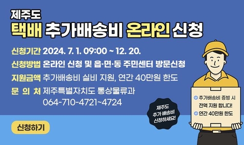 [줌in제주] 택배비 부담 내륙 6배…'섬 추가배송비' 지원되나 신청 저조