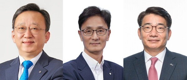 정상혁 신한은행장(왼쪽부터), 이선훈 신한투자증권 사장 후보, 이영종 신한라이프 사장. [사진=신한금융지주]