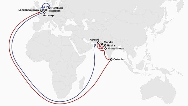 INX(India North Europe Express) 서비스. [사진=HMM]