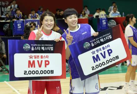 [포토]  진안-오카모토 미유,   MVP 받았어요