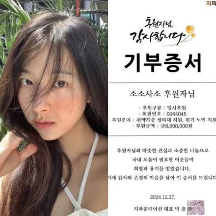 나인뮤지스 출신 민하, 800만 원 기부... “여성 청소년·독거노인 위해”