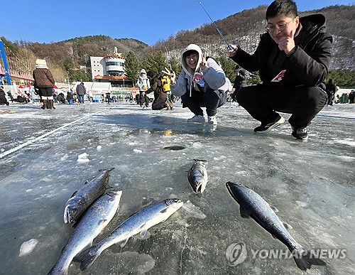 "영하 16도라도 괜찮아" 화천산천어축제 첫날 10만9천여명 운집(종합)