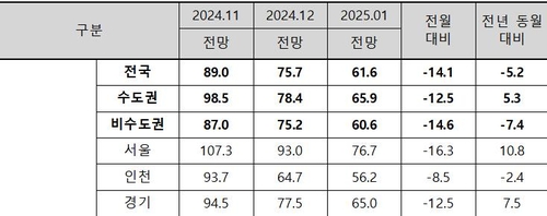 '탄핵 정국' 불확실성에…주택사업 경기전망 2년 만에 '최악'