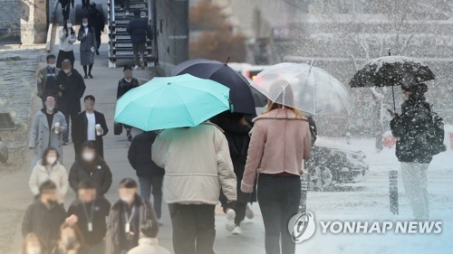 충북 흐리고 비 또는 눈…낮 최고기온 2∼9도