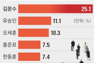‘다극화’로 향하는 범보수… 선두 김문수 뒤이어 유승민도 약진