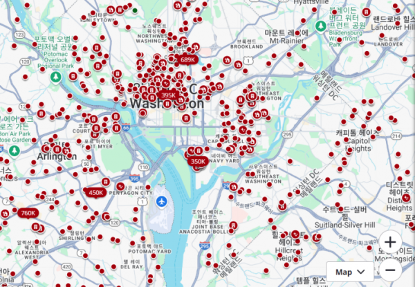 미국 수도 워싱턴DC의 매물로 나온 집들.  부동산 사이트 질로우 캡처