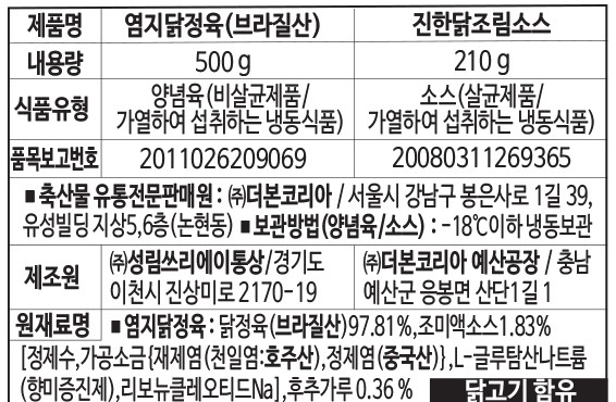 ‘빽쿡 치킨 스테이크 밀키트’ 상세정보엔 브라질산 닭정육을 사용했다고 적혀 있다. 더본몰 홈페이지 캡처