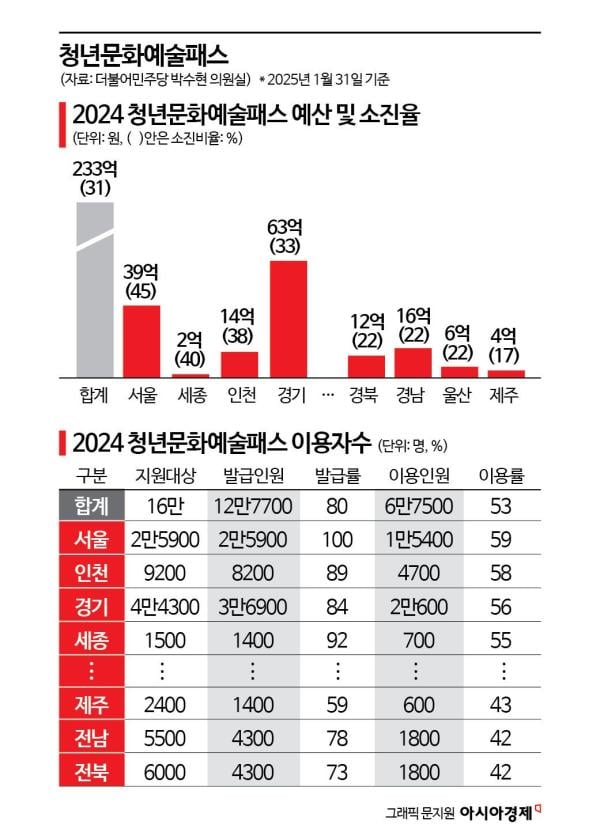 [단독]청년 외면한 ‘청년문화예술패스’…작년 예산 3분의 1도 못써