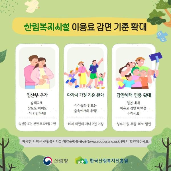 산림복지진흥원 "산림복지시설 이용료 감면 기준 확대"