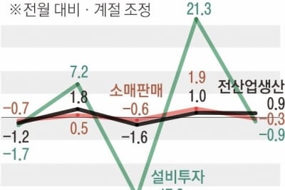 ‘반도체 효과’ 산업생산 0.9%↑… 소비·투자는 마이너스