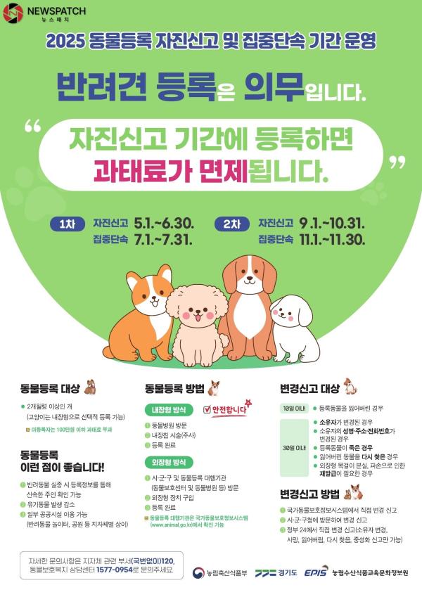 화성특례시, 6월 말까지 동물등록 자진신고 기간 운영