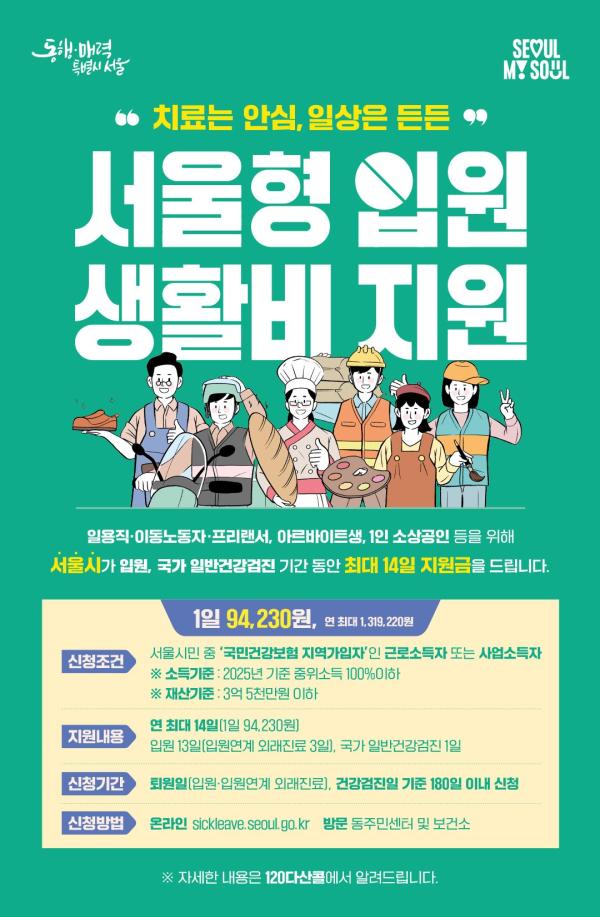 구로구 '서울형 입원생활비' 지원금(9만4230원) ·지원 대상 확대