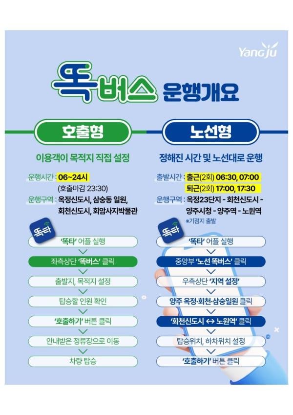 양주시 '똑버스', 회천신도시·서울 노원역까지 달린다