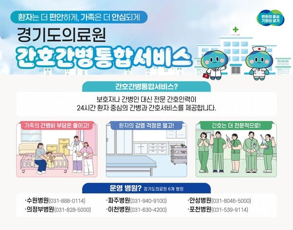 경기도의료원, '간호간병통합서비스' 운영…'환자 중심' 서비스 제공