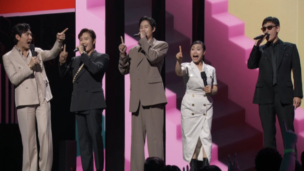 이정재 이병헌 박성훈 강애심 최승현(사진=넷플릭스 제공)