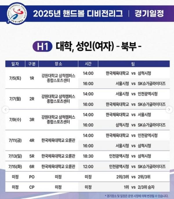 핸드볼 디비전리그 5일 개막…연중 경기 통해 팀 격차 해소 및 경기력 향상 기대