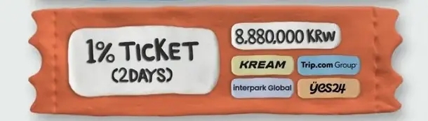 음악 축제 ‘매들리 메들리’(MADLY MEDLEY) 티켓으로 판매된 ‘1% TICKET’은 가격이 888만원에 책정됐다. 현재는 판매 중단된 상태다.