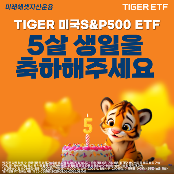 미래에셋운용, ‘TIGER 미국S&P500 ETF’ 상장 5주년