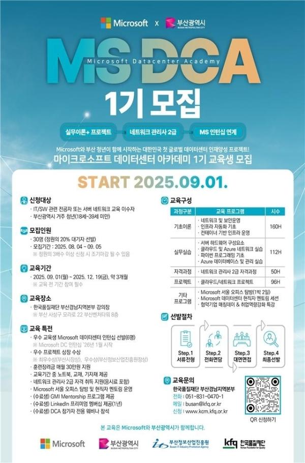 부산시·MS, 데이터센터 전문인력 양성…30명 모집 9월 시작