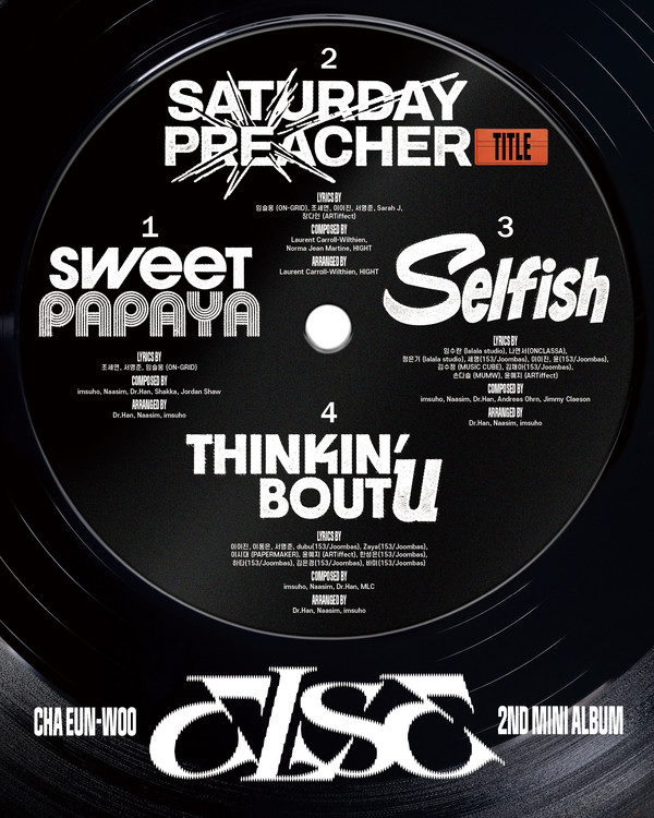 차은우, 솔로 2집 'ELSE' 트랙리스트 공개...타이틀곡은 'SATURDAY PREACHER'