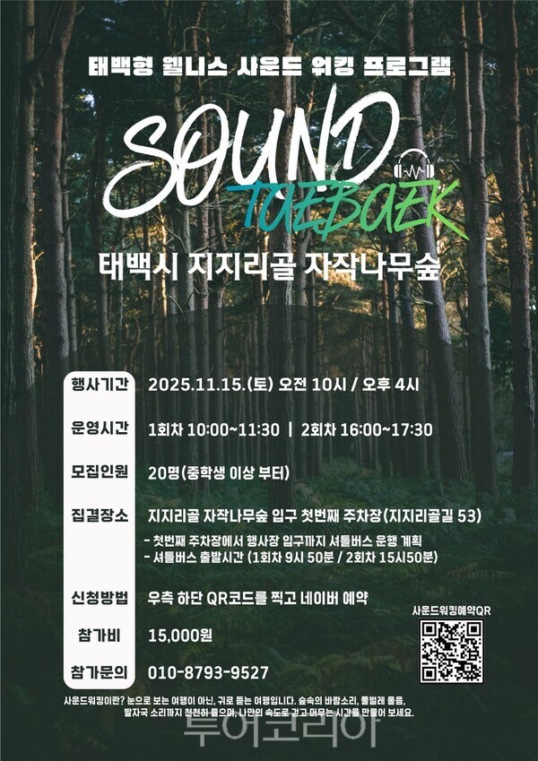 산소도시 태백의 소리를 걷는 ‘웰니스 사운드 워킹 프로그램’ 개최