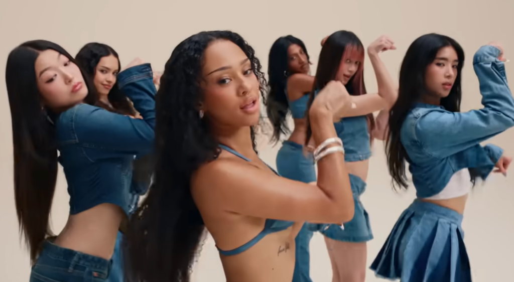 Hive's global girl group KATSEYE. Capture from YouTube channel 'GAP'